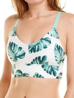 Wildfox Sweat - Tropical Palm Print Sports Bra Strappy Back Athleisure Yoga Top